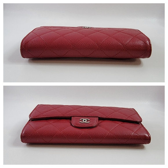 CHANEL Quilted CC Logo Grained CalfSkin Long Trifold Wallet - Picture 12 of 14